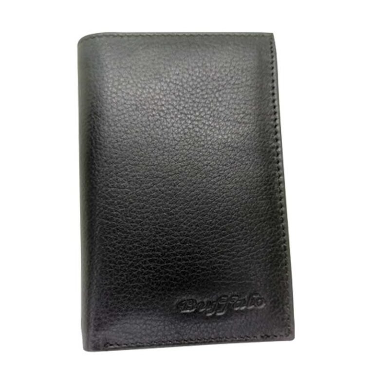 Buffalo Leather Card Holder Black – Front View