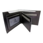 inside side view of black buffalo leather wallet for men