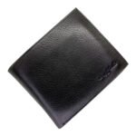 Out side view of black buffalo leather wallet for men