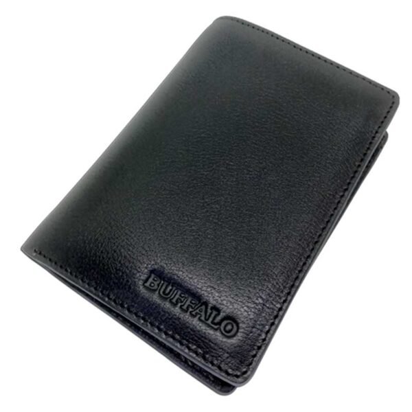 Buffalo Leather Wallet Black B48 – Front View