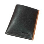 Buffalo Leather Wallet Black & Side Brown Color – Front View