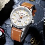 CURREN 8376 men’s PU leather analog watch side design photo