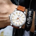 CURREN 8376 men’s PU leather analog watch hand design photo