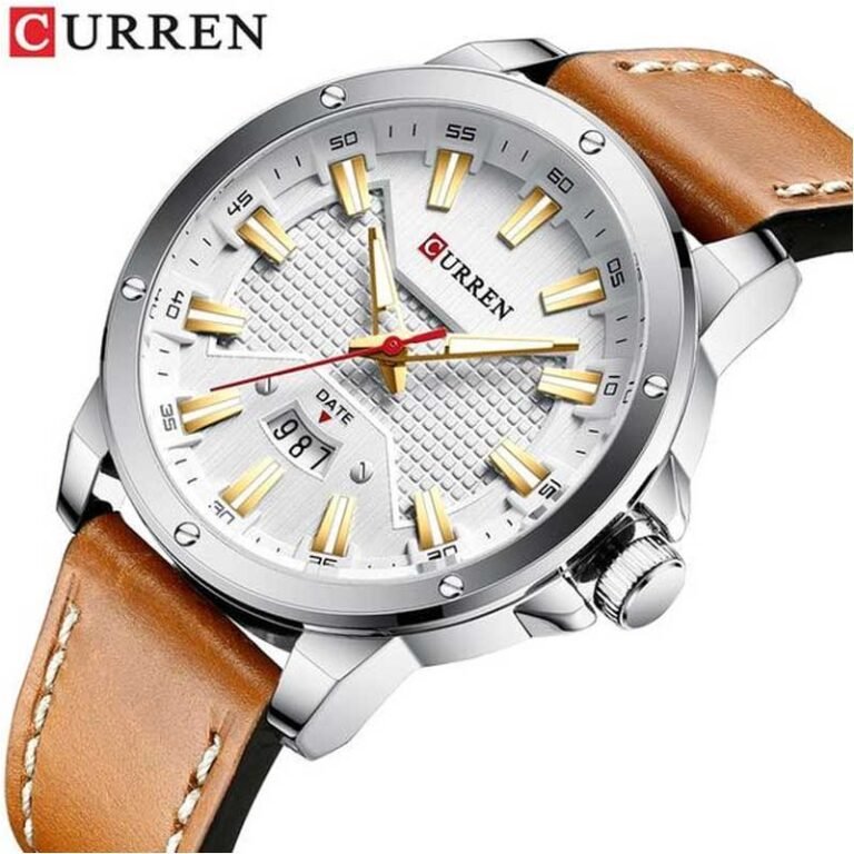 CURREN 8376 men’s PU leather analog watch strap closeup photo
