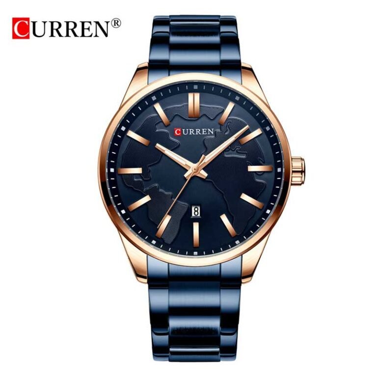 CURREN 8366 men’s stainless steel analog watch front view in Bangladesh