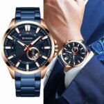 CURREN 8372 men’s royal blue stainless steel analog watch hand design photo