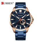 CURREN 8372 men’s royal blue stainless steel analog watch front view in Bangladesh