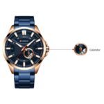 CURREN 8372 men’s royal blue stainless steel analog watch side view