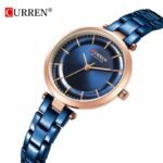 CURREN 9054 ladies quartz bracelet watch stainless steel blue close view