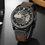 CURREN 8301 men’s PU leather quartz watch dial closeup photo