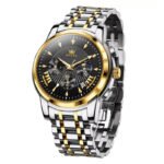 OLEVS 2892 men’s chronograph luxury analog watch black dial closeup