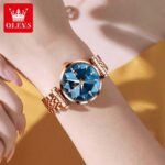 OLEVS 5536 women’s rose gold stainless steel analog wrist watch fashion style photo