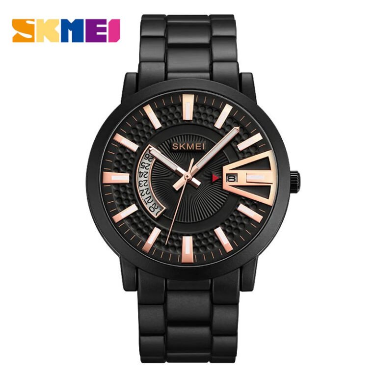 SKMEI 1985 men’s stainless steel stylish analog watch front view in Bangladesh