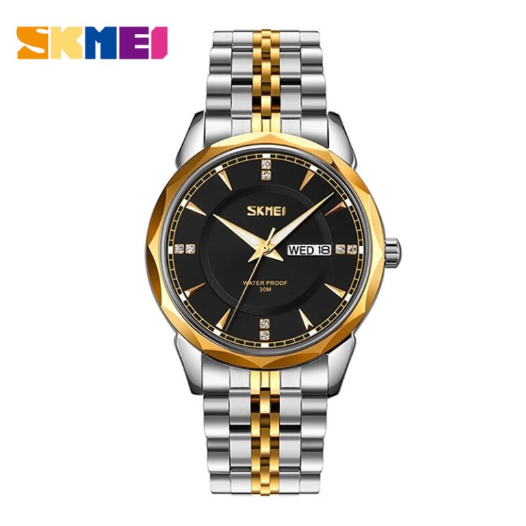 SKMEI 9268 men’s stainless steel analog waterproof luxury watch front view in Bangladesh