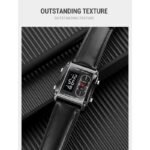 SKMEI 1868 men’s multiple time leather belt watch strap closeup