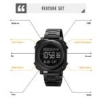 SKMEI 1726 men’s black stainless steel digital watch details photo