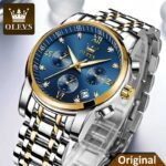 OLEVS 2858 men’s waterproof stainless steel analog casual wrist watch front view in Bangladesh