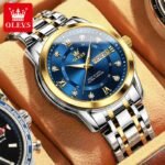 OLEVS 5513 men’s waterproof stainless steel analog casual wrist watch front view in Bangladesh